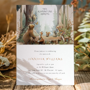 Invitation L'aventure attend le Baby shower des bois