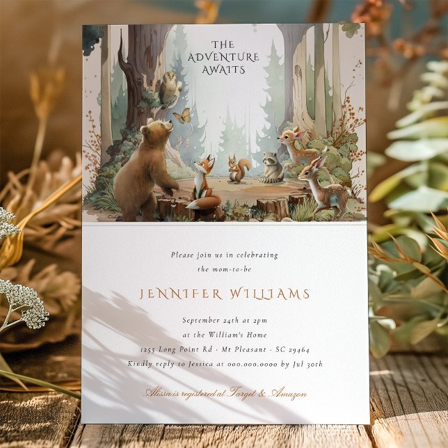 Invitation L'aventure attend le Baby shower des bois (Créateur téléchargé)
