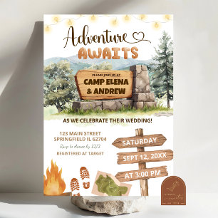 Invitation l'aventure attend le mariage sur le terrain de cam