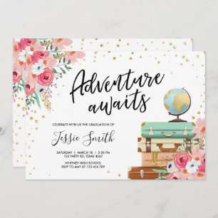 Invitation L'aventure attend l'école de fête de remise des