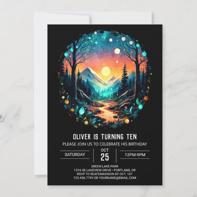 Invitation L'aventure attend les lucioles dans les bois Anniv (Devant)