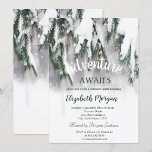 Invitation L'aventure Attend Pin Épineux de l'Hiver Neige Ret