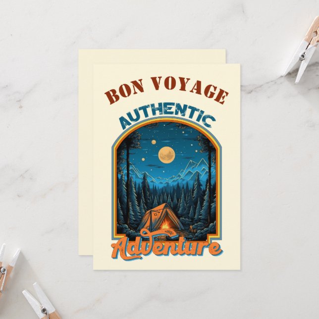Invitation L'aventure attend sur mesure Bon Voyage Card (Devant/Arrière en situation)