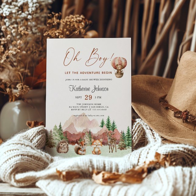 Invitation L'aventure Commence Animaux Baby Shower Forêt (Créateur téléchargé)