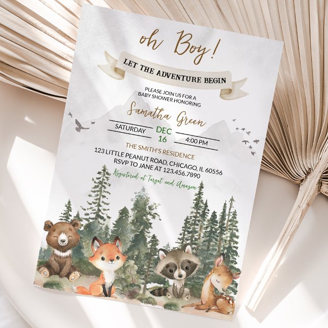 Invitation L'aventure Commence Baby Shower en Forêt (Créateur téléchargé)