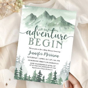 Invitation L'aventure Commence Baby Shower Forêt Verte Montag