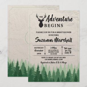 Invitation L'aventure commence Baby shower Stag Winter