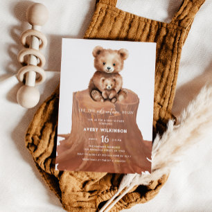 Invitation L'aventure commence Fête de bébé garçon en forêt