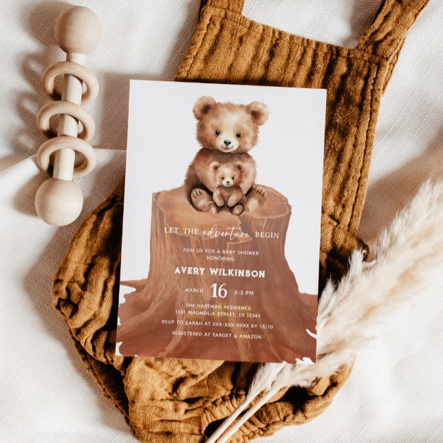 Invitation L'aventure commence Fête de bébé garçon en forêt (Créateur téléchargé)