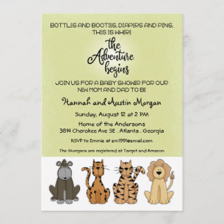 Invitation L'aventure commence le Baby shower des couples