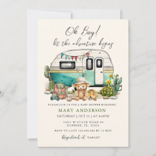 Invitation L'aventure commence le Baby shower d'été Camper