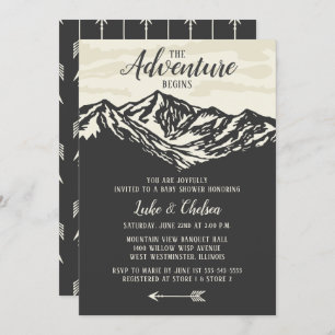 Invitation L'aventure commence le baby shower rustique de