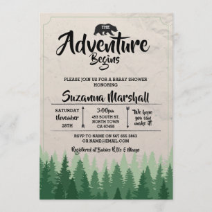 Invitation L'aventure commence l'hiver de l'ours Baby shower
