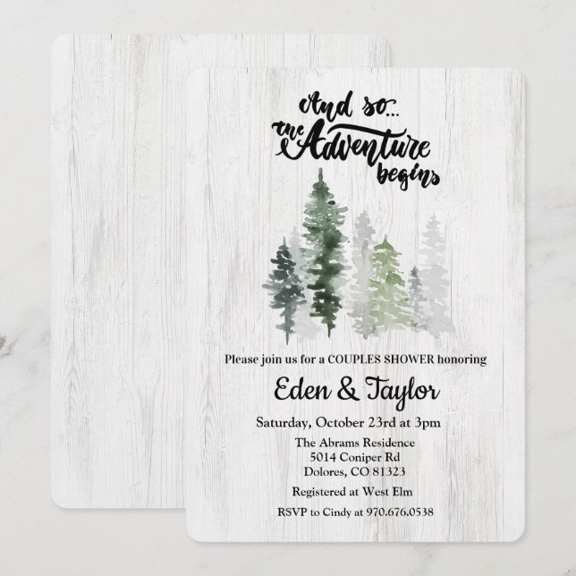 Invitation L'Aventure Commence L'Invitation De Douche Couples (Devant / Derrière)