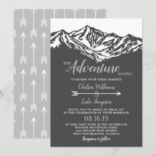 Invitation L'aventure commence Mountain Mariage Grey