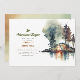 Invitation L'aventure commence nature sauvage Mariage de bois