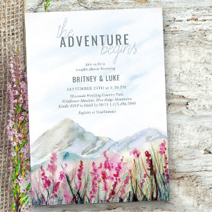Invitation L'aventure commence Prairie de montagne pour coupl