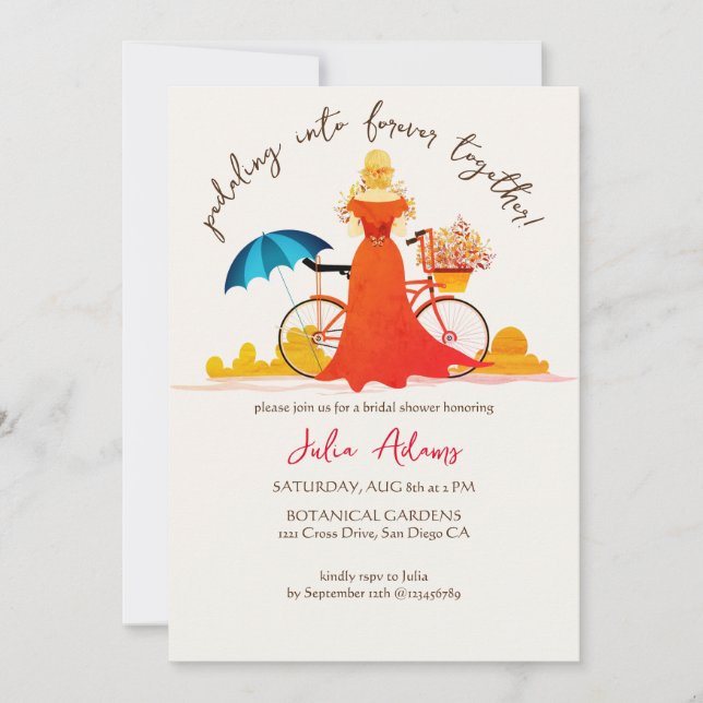 Invitation L'aventure commence Vélo Mariée Enterrement de vie (Devant)