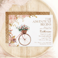 L'aventure commence Vintage Floral Vélo Baby showe