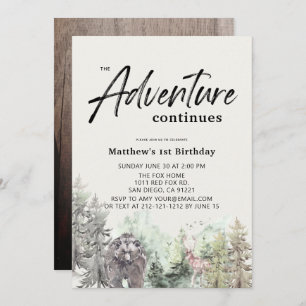 Invitation L'aventure continue Bear Mountain 1er anniversaire