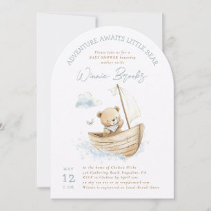 Invitation L'aventure du nounours marin Teddy attend la baby