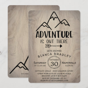 Invitation L'aventure est dehors Baby shower Wood Mountain