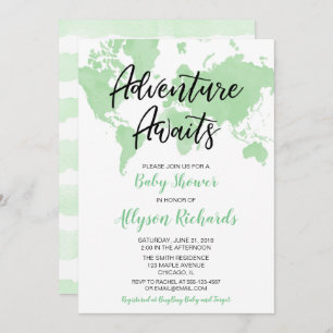 Invitation L'aventure neutre de genre attend le baby shower