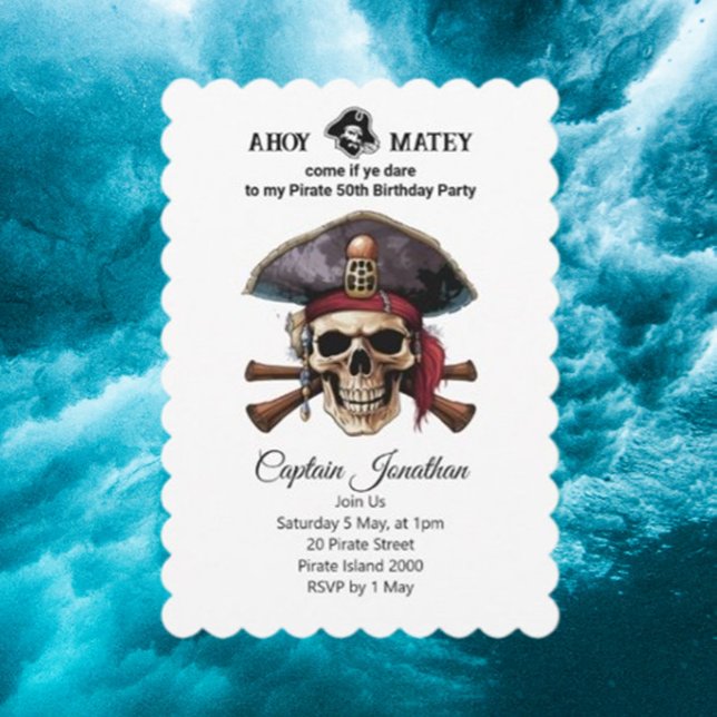 Invitation L'aventure pirate vous attend (Create fun and spooky pirate skull and crossbones birthday invitations for kids )
