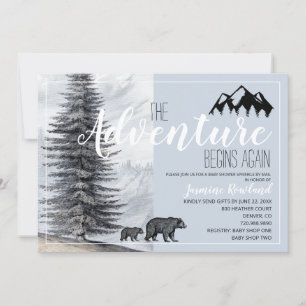 Invitation L'aventure recommence Woodland Ours Bébé Sprinkle