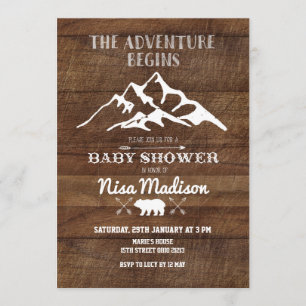 Invitation L'aventure rustique commence l'invitation de baby