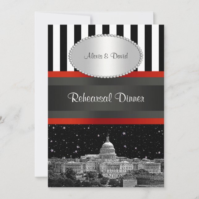 Invitation Laver DC Skyline Blk Wht Strp P Repas de répétitio (Devant)
