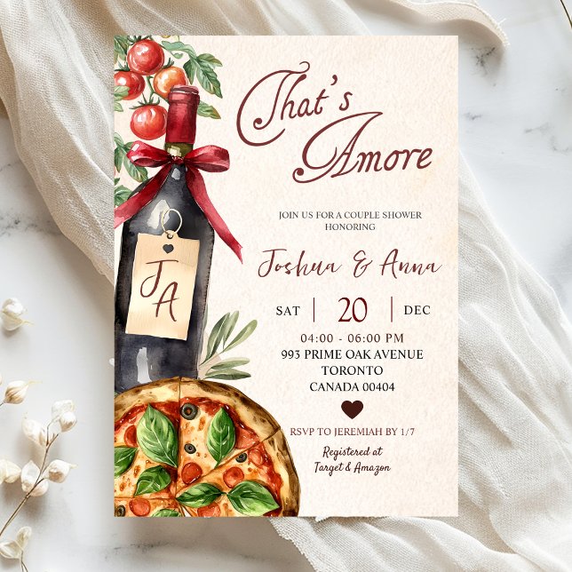 Invitation Laverie de Pizza Vin C'est l'Amour Enterrement de  (Créateur téléchargé)
