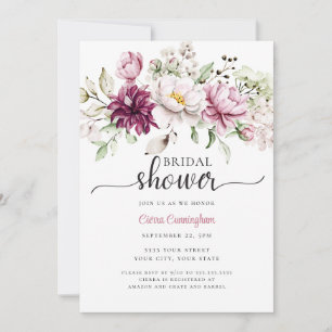 Invitation Lavis de couleur bordeaux et rose Fête de mariage