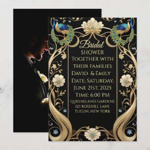 Invitation Lavish Art Nouveau Mariage noir et or Invitati
