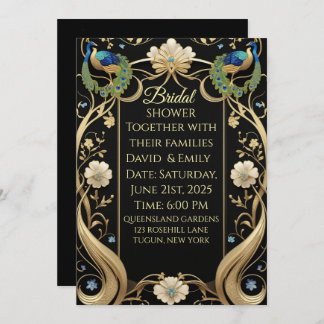 Invitation Lavish Art Nouveau Mariage noir et or Invitati