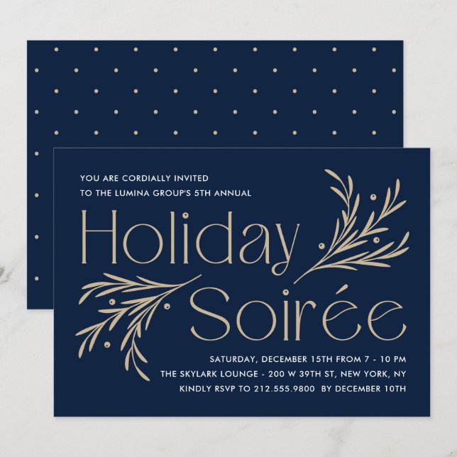Invitation Lavish Soirée Editable Color Holiday Party Invitat (Devant / Derrière)