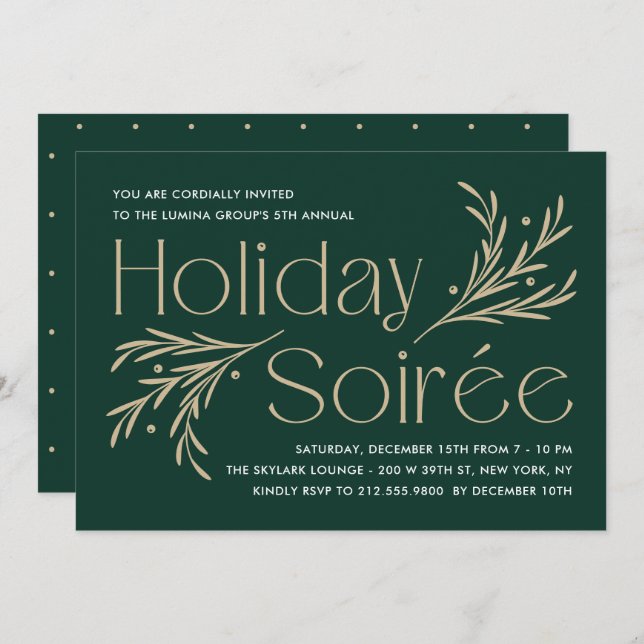 Invitation Lavish Soirée Editable Color Holiday Party Invitat (Devant / Derrière)