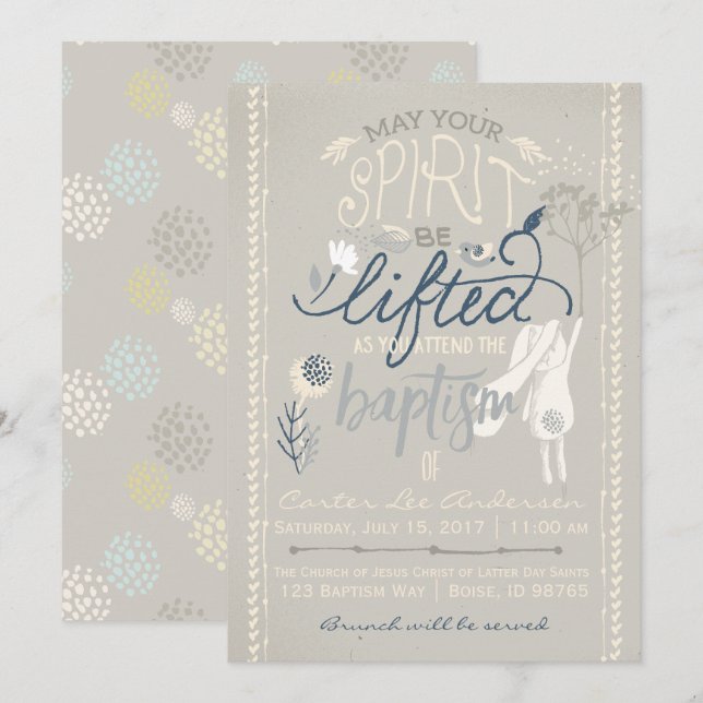 INVITATION LDS BAPTISM | Collection de lapins (Devant / Derrière)