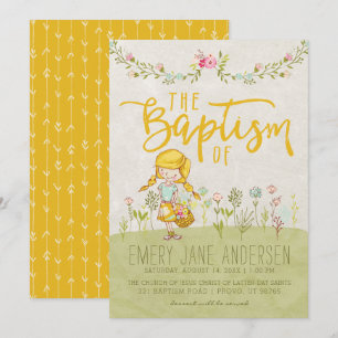 INVITATION LDS BAPTISM   Cute Shabby Floral Girl