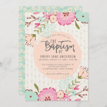 INVITATION LDS BAPTISM | Élégant Chic Floral Girl