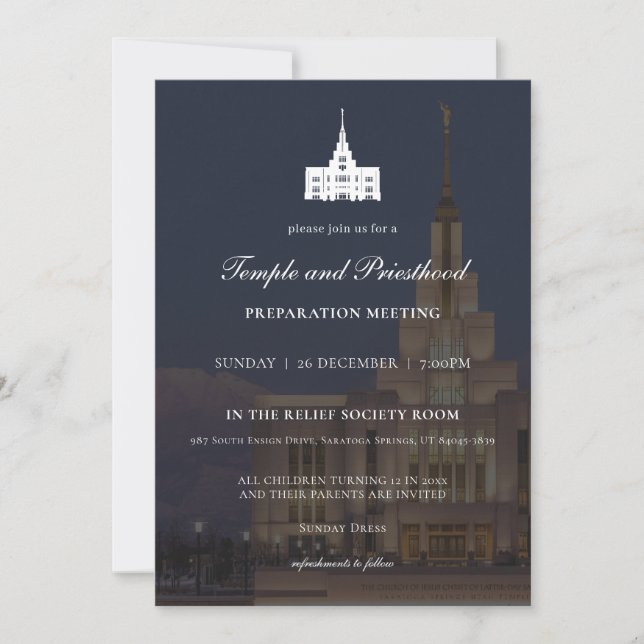 Invitation LDS Saratoga Springs Temple Priesthood Preparation (Devant)