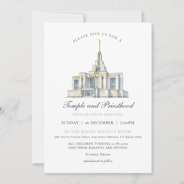 Invitation LDS Saratoga Springs Temple Priesthood Preparation (Devant)