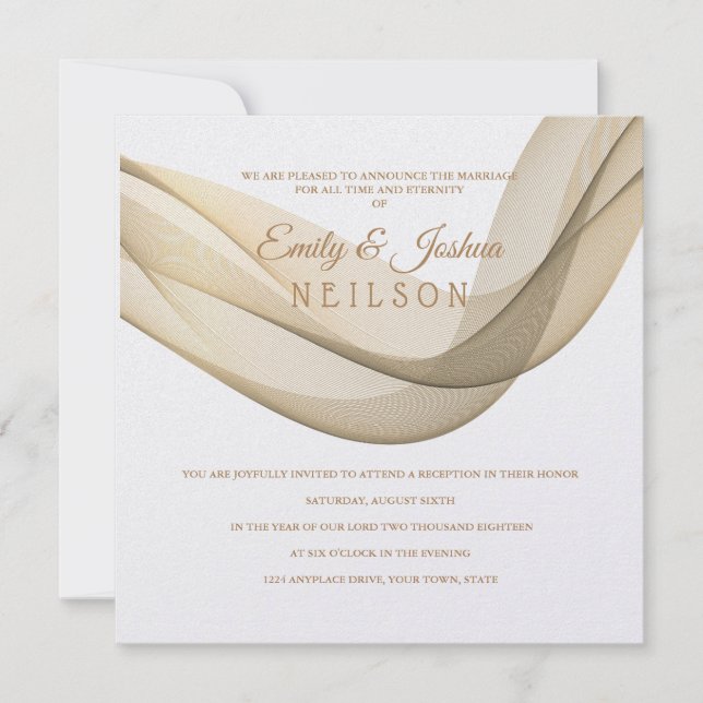 Invitation LDS Temple Réception de mariage Invitation-Le Voil (Devant)