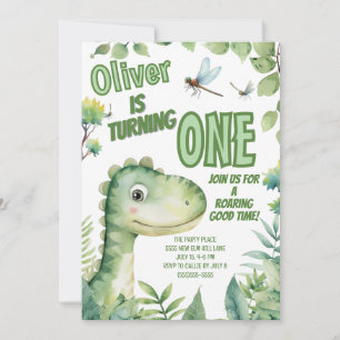 Invitation Le 1er anniversaire du bébé Dinosaur Roaring Bon t