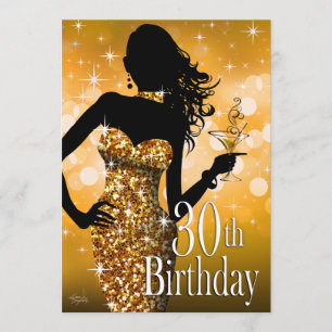 Invitation Le 30e anniversaire de la Bling Sparkle or