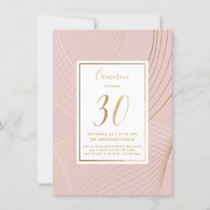 Invitation Le 30e anniversaire du Pink and Gold moderne