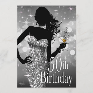 Invitation Le 50e anniversaire de la Bling Sparkle  argent
