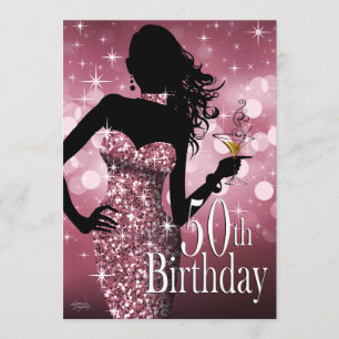 Invitation Le 50e anniversaire de la Bling Sparkle  mauve