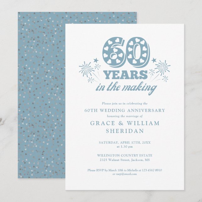 Invitation Le 60e anniversaire du Mariage (Devant / Derrière)