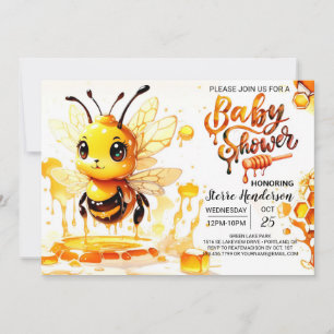 Invitation Le Baby shower à thème des abeilles de Little Cuti